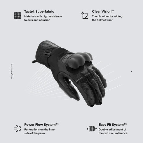 GUANTES REBELHORN LEATHER GLOVES RANGE BLACK